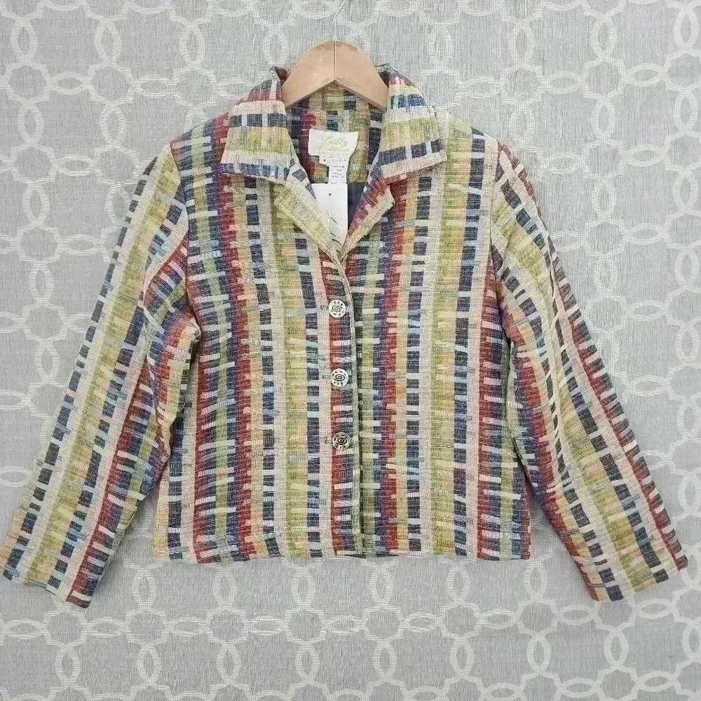 NWT Lilly of California Rayon Pattern Tweed Blazer Women's PS